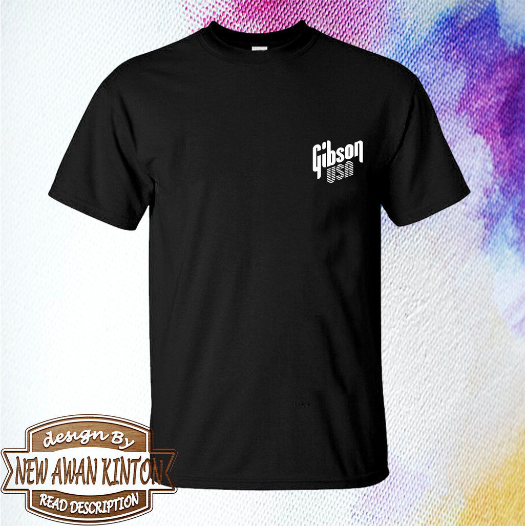 เสื้อผ้าบุรุษ Gibson Guitar Logo Men Tshirt แขนสั้น
