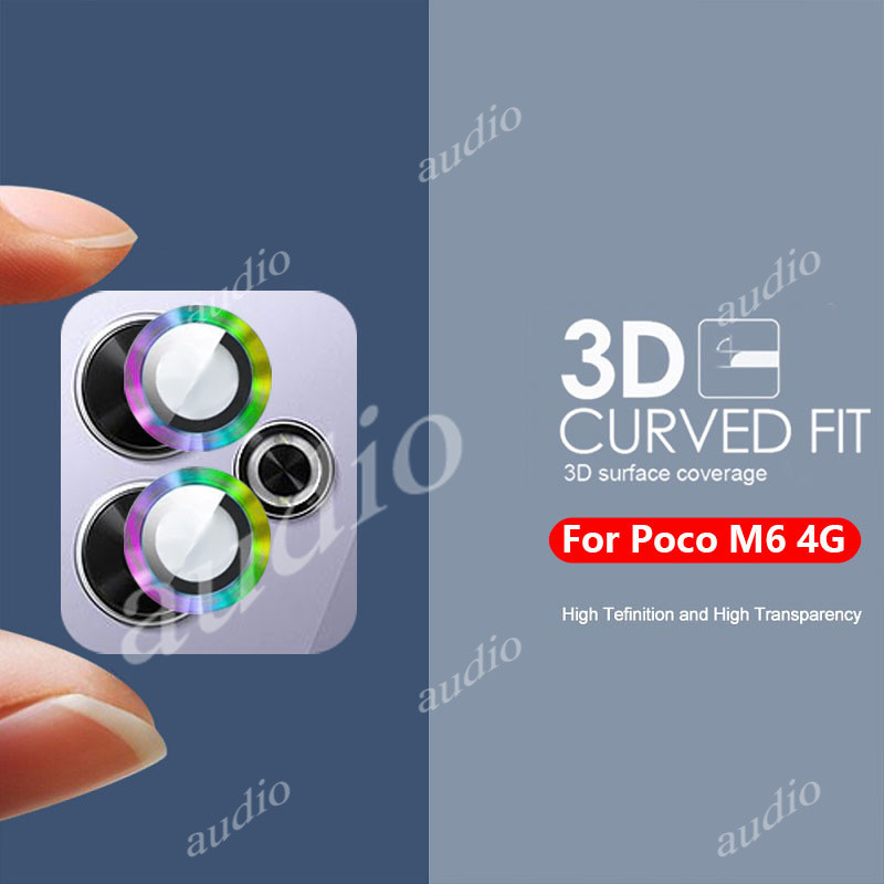 โลหะกล้องเลนส์ Protector กระจกนิรภัยสําหรับ POCO m6 Pocom6 4G 2024 Ultra Thin Clear แหวนโลหะกล้องเลนส์ Protector กระจกนิรภัยสําหรับ POCO m6 M 6 6M Pocom6 4G