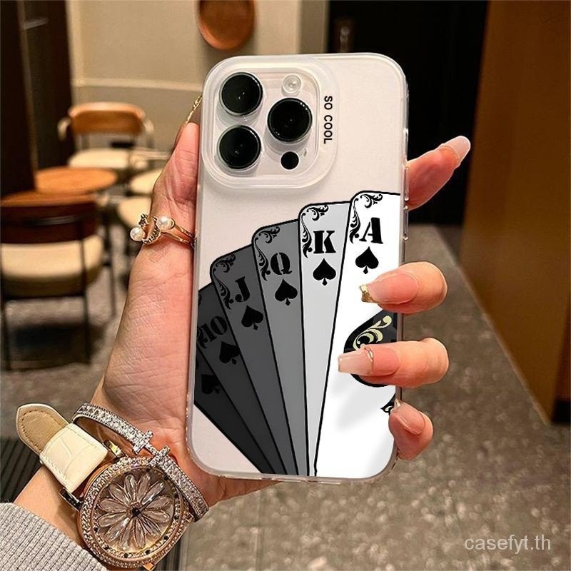 Tonghuashun เล่นไพ่เคสโทรศัพท์เหมาะสําหรับ iPhone 15 14 13 12 11 PROMAX Shock-resistant Case 15 14 13 12 11 PRO Shock-proof 7 8 14 15 PLUS Soft Case XR XS XSMAX ซิลิโคน