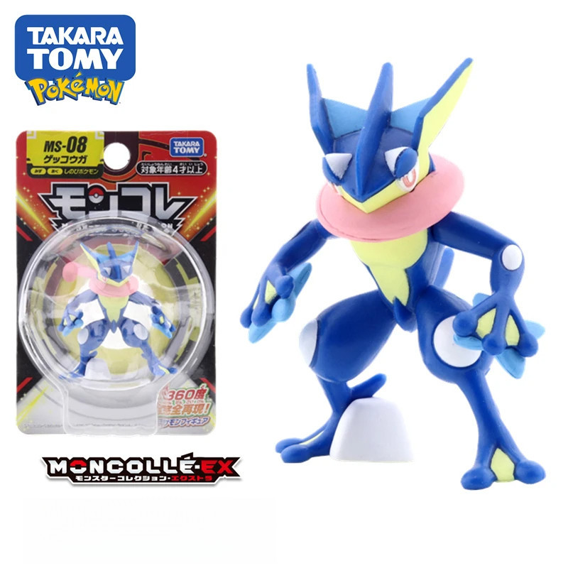 Original TOMY Pokemon Figures Greninja รูป 5 ซม.รุ่น PokéMon ของขวัญเดสก์ท็อปตกแต่ง Pokemon Action Figure เครื่องประดับตาราง