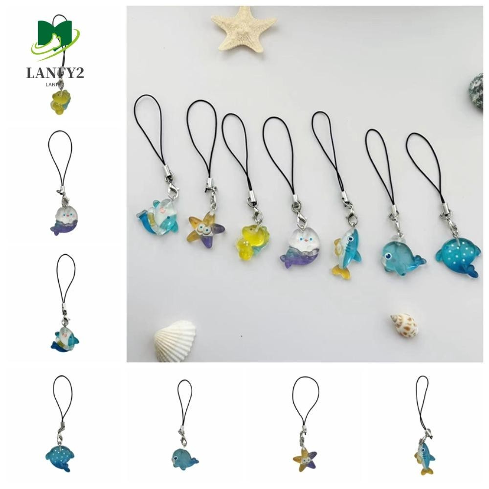 Alanfy ปลาโซ่โทรศัพท์, ปลาดาวเชือกเส้นเล็กโทรศัพท์เชือกแขวน, สายแขวน Blue Shark Kawaii Whale โซ่โทรศัพท์มือถือเครื่องประดับโทรศัพท์