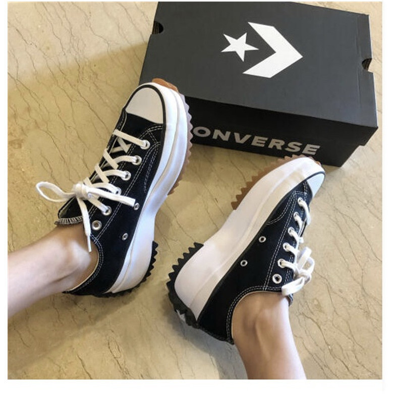 Hot Converse Run Star Hike สีดําและสีขาว High Bottom Low Top รองเท้าผ้าใบสําหรับบุรุษและสตรี