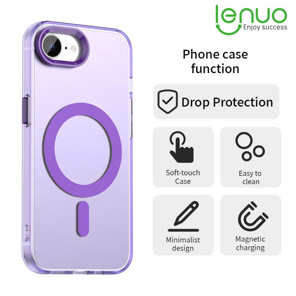 Lenuo แม่เหล็ก Matte เคสโทรศัพท์สําหรับ iPhone 17E 16E se4 16 15 14 Pro Max 16 Plus 5G ปลอก Candy Candy สีโปร่งใสแผ่นดินไหวฝาครอบบาง