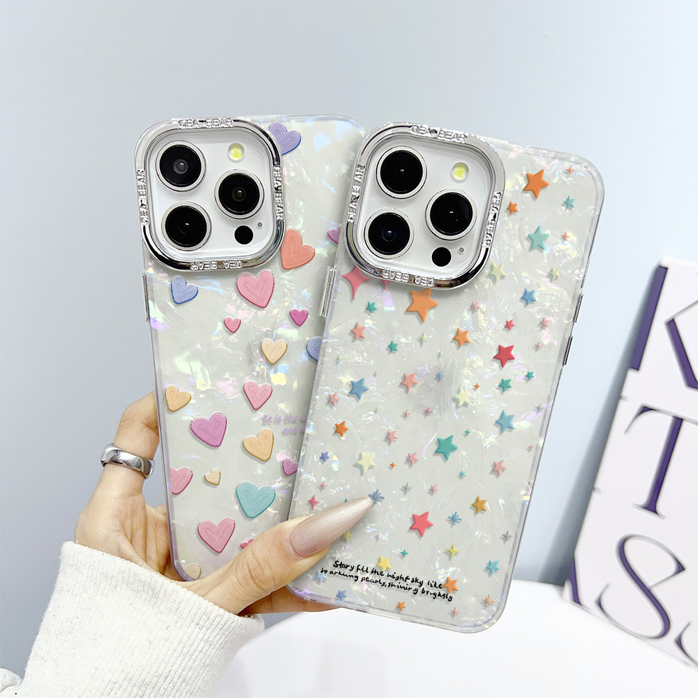💖Stars💖เข้ากันได้ โทรศัพท์ไอโฟน iPhone 16PROMAX 15PROMAX 14PRO 11PRO 12 11 บุคลิกภาพ กรณีโทรศัพท์มือ