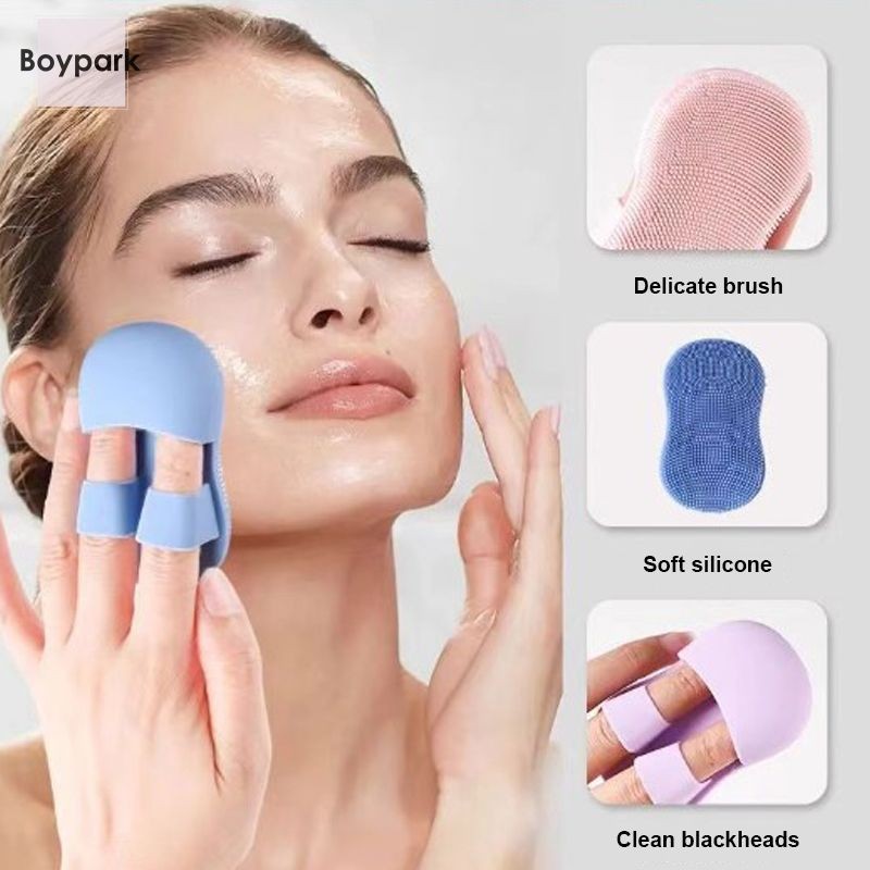 BY.thMakeup Removal แปรงทําความสะอาดขนนุ่มแปรงนวดซิลิโคน Mini Finger Face Wash Brush-BY