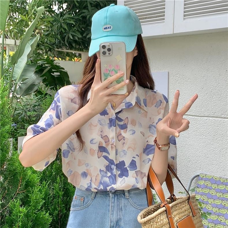 KOKO เสื้อแขนสั้นลายดอก ผู้หญิง ผ้าชีฟอง W223 thumbnail 4