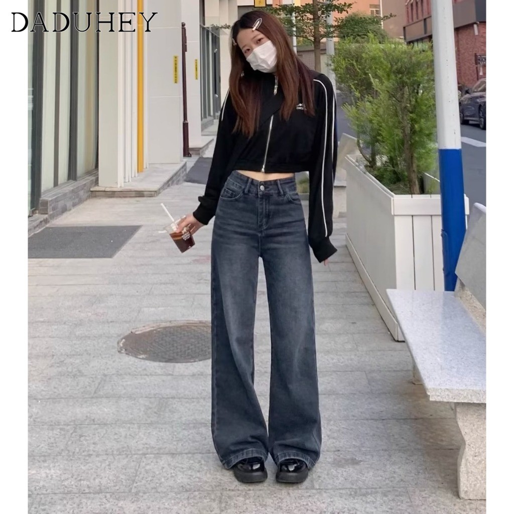 DaDuHey2026 Women's 2026 Spring and Autumn Loose Straight Wide-Leg Pants American-Style Retro High Street Wide Leg Leisure Jeans