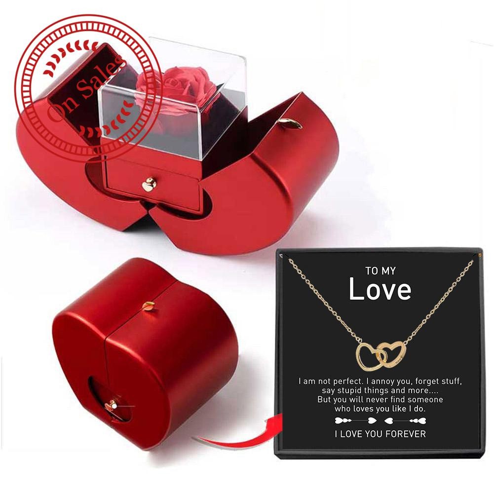 Love สร้อยคอผู้หญิงน้ําหนักเบา Niche ของขวัญเครื่องประดับกล่องสร้อยคอวันวาเลนไทน์กล่อง Love C2h4