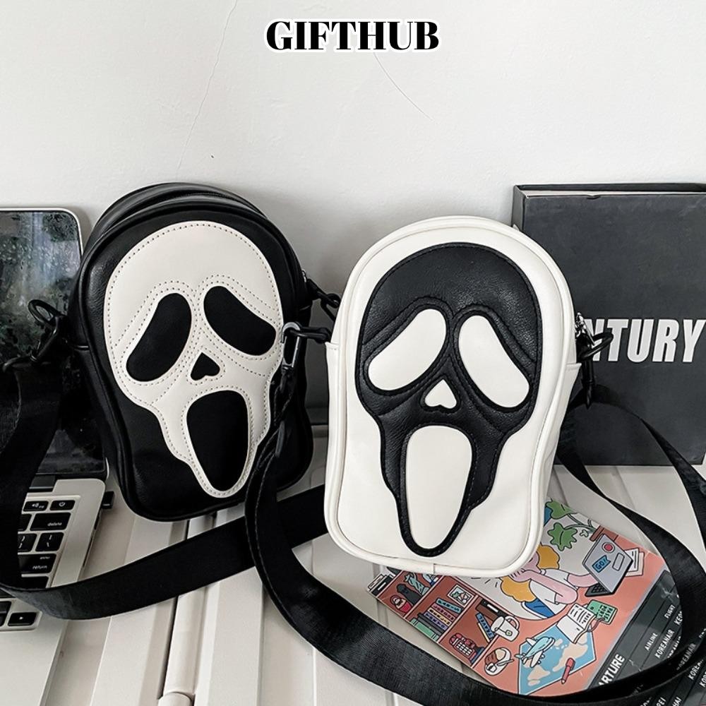 GIFTHUB  Ghost bag, Devil Leather Zip Pouchs Y2K กระเป๋า, น่ารักตลกบุคลิกภาพสุภาพสตรีกระเป๋า Pu กระเป๋าสะพายผู้หญิงผู้ชาย