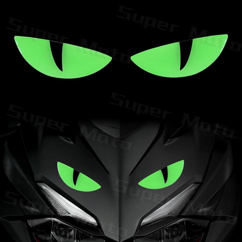 3d Luminous ไวนิลรถจักรยานยนต์สติกเกอร์สะท้อนแสง Devils Eyes สกู๊ตเตอร์ไฟฟ้ากระจก Decal อุปกรณ์เสริมสําหรับ BMW Honda Yamaha Suzuki Vespa Vmoto RT2
