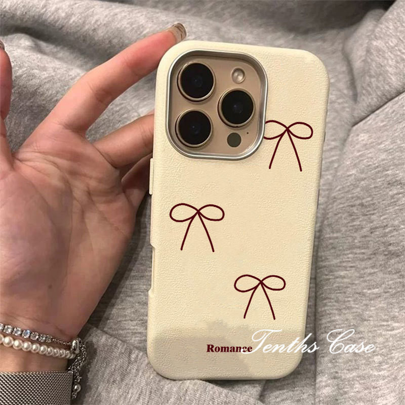 SAMSUNG สําหรับsamsung A36 A26 A16 A06 A35 A25 A15 A56 A55 A05 A04 A03 A54 A53 A52 A50 A32 A34 A23 A14 A13 A12 Romance Red Bowsกรอบหนังชุบนุ่มหนังฝาครอบโทรศัพท์ธรรมดา