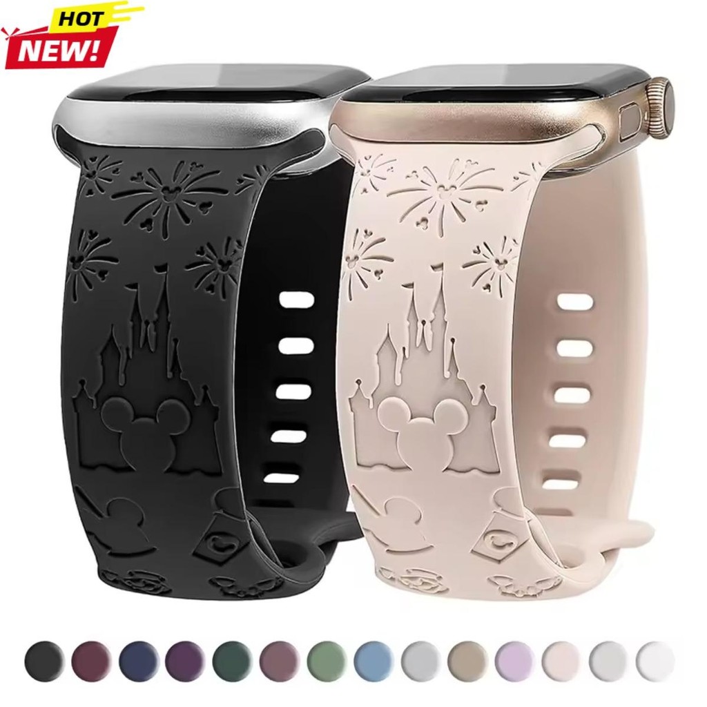 ซิลิโคนมิกกี้ดิสนีย์สลักสายดอกไม้น่ารักวงสําหรับแอปเปิ้ลดูส10 46มิลลิเมตรอัลตร้า49มิลลิเมตร ฉันดู ชุด9 8 7 6 กับ 5 4 3 45มิลลิเมตร44 42มิลลิเมตร41 40 38มิลลิ