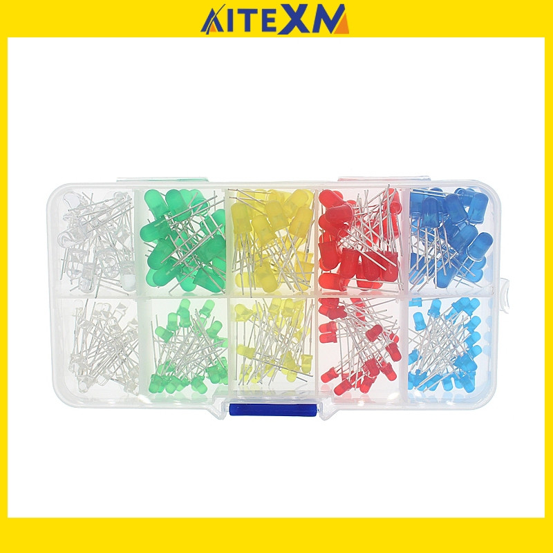 200 ชิ้น/กล่อง 3 มม.5 มม.LED ไดโอดสารพันชุด F3 F5 ไฟ LED Emitting ไดโอดสีขาวสีเขียวสีแดงสีฟ้าสีเหลือง DIY ชุดอิเล็กทรอนิกส์