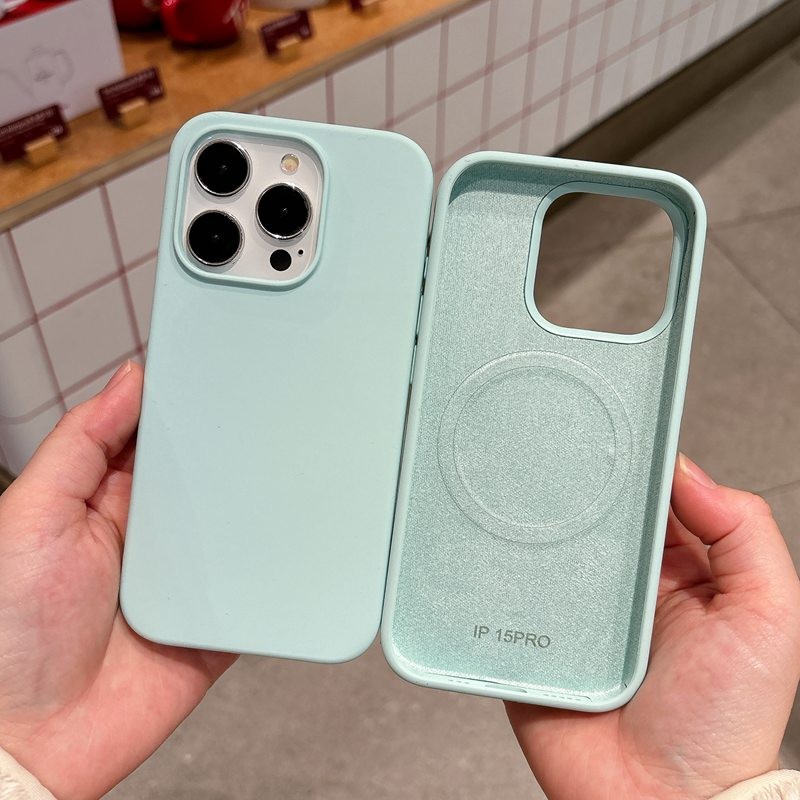 Real Liquid SiliconAnti paste และกันน้ํา Ultra Soft Strong Magnetic Velvet Non-slip Casing Case สําหรับ Apple Ip IPhone 11 12 13 14 15 16 Pro Max 14 15 16 Plus Anti-Fingerprint