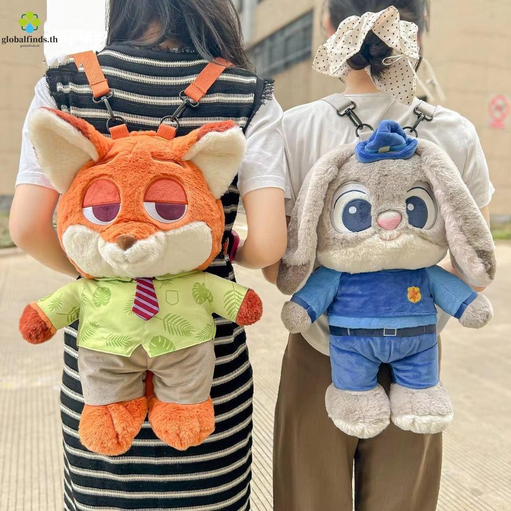 Lfids กระเป๋าตุ๊กตาการ์ตูน, PP Cotton กระเป๋านักเรียน Nick Wilde Plushie กระเป๋าเป้สะพายหลัง, Plusheen ตุ๊กตากระต่ายคอลเลกชันนุ่ม Nick Judy กระเป๋านักเรียนเด็กหญิงชาย