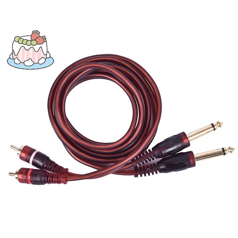 [Sep] สายเคเบิล 1.5 ม. สายสัญญาณเสียงผสมตัวผู้ RCA ตัวผู้เป็นคู่ 6.35 มม. 1/4 นิ้ว