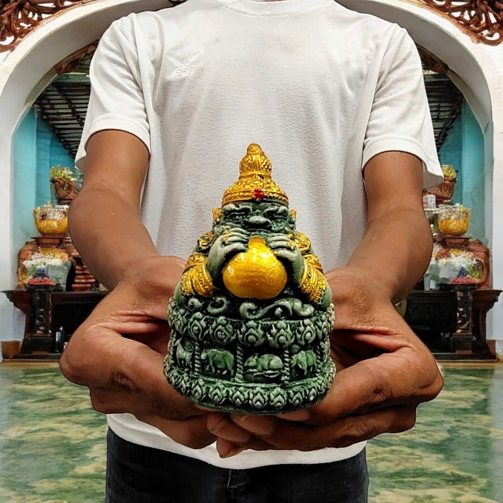 (PPK) พระราหูอมจันทร์ 2 นิ้ว งานปูนเขียว