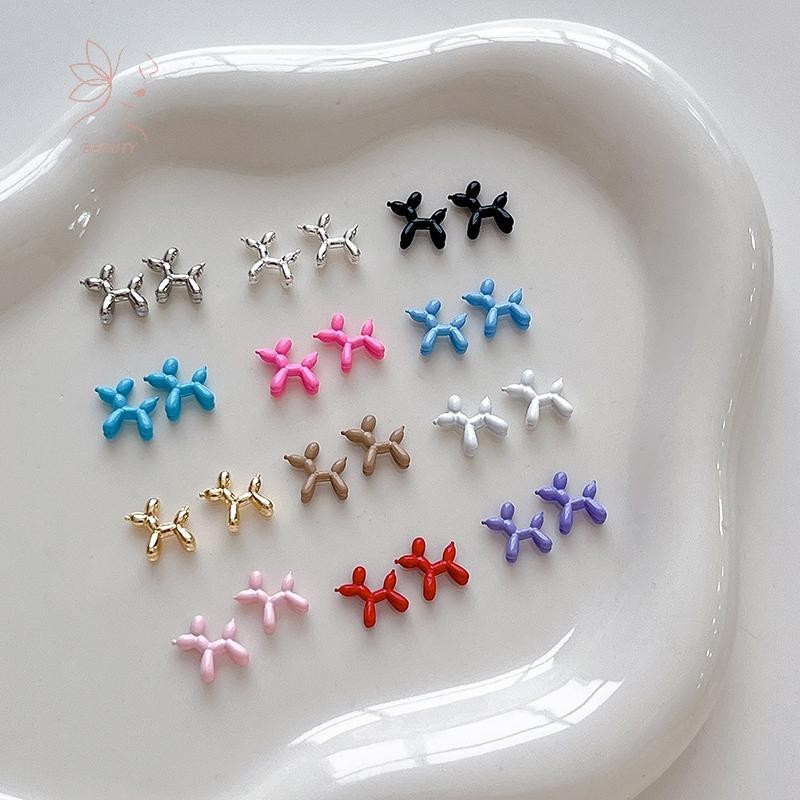[maybeauty] 10 ชิ้น Punk Dog Alloy เล็บ Charms อะไหล่หลายสีบอลลูนสุนัข Kawaii อุปกรณ์เสริม DIY น่ารักการ์ตูนตกแต่งเล็บ {TH}