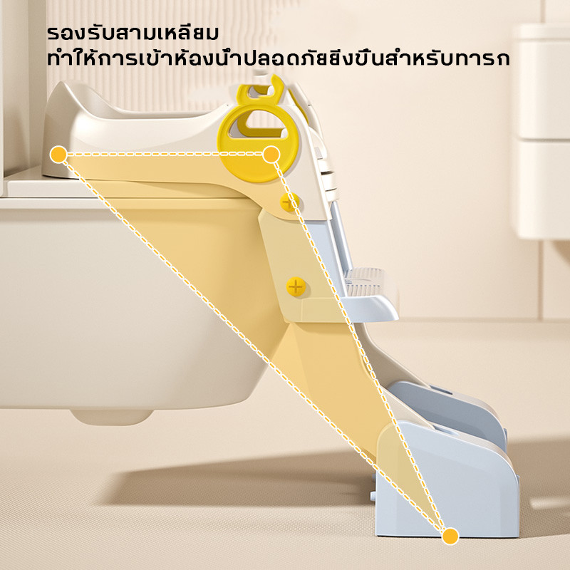 Berma Baby ที่รองชักโครกเด็ก 3-in-1 บันไดชักโครกเด็ก เบาะนิ่ม PVC สามารถพับได้ ปรับระดับได กันลื่น ราคา ถูกที่สุด ดีลบีเคเค แกลเลอรีภาพที่ 6
