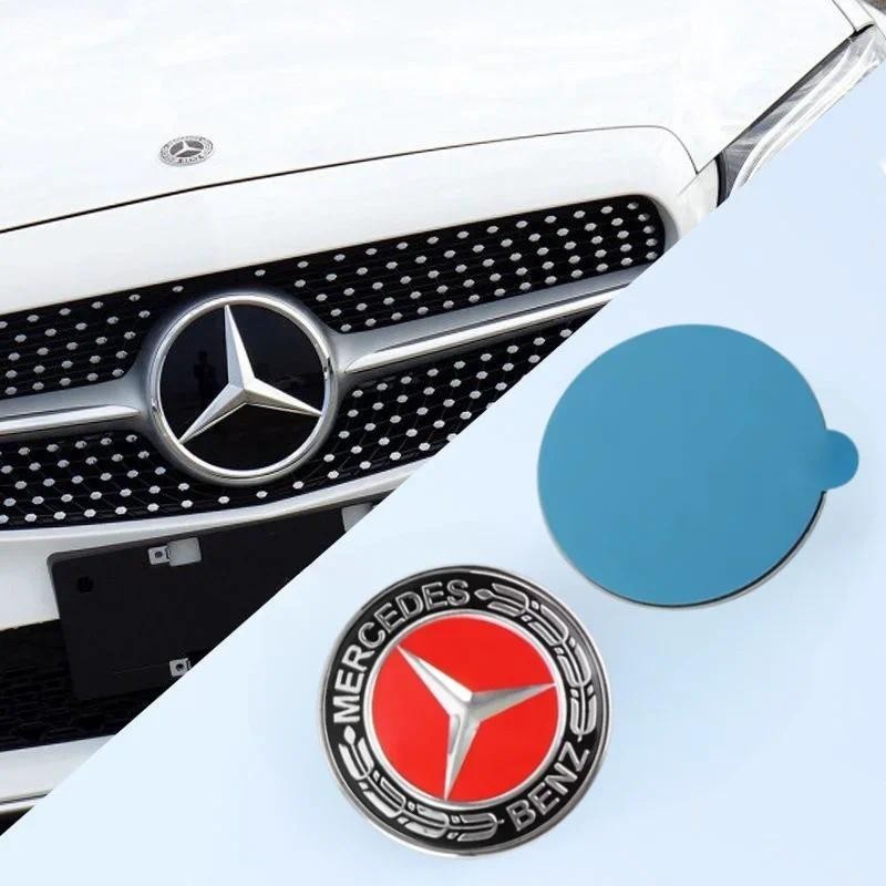 รถโลหะ 57 มม.ด้านหน้า Hood Badge โลโก้สําหรับ Mercedes Benz AMG W203 W204 W205 W212 W213 GLC GLA GLB