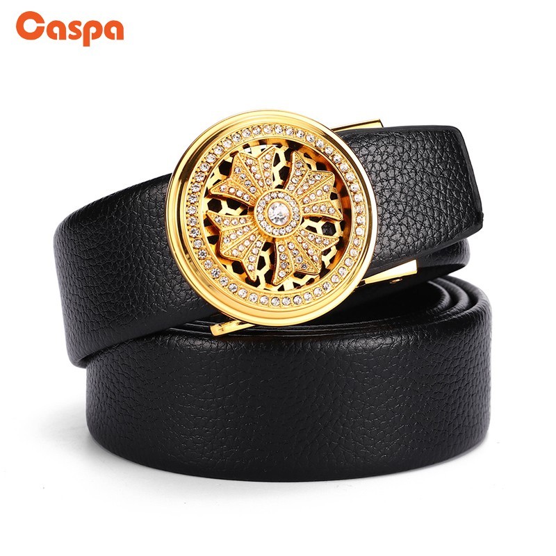 belt shop Caspa เข็มขัดหนังหัวทอง ยาว45นิ้ว ผู้ชาย ผุ้หญิง คลาสสิก