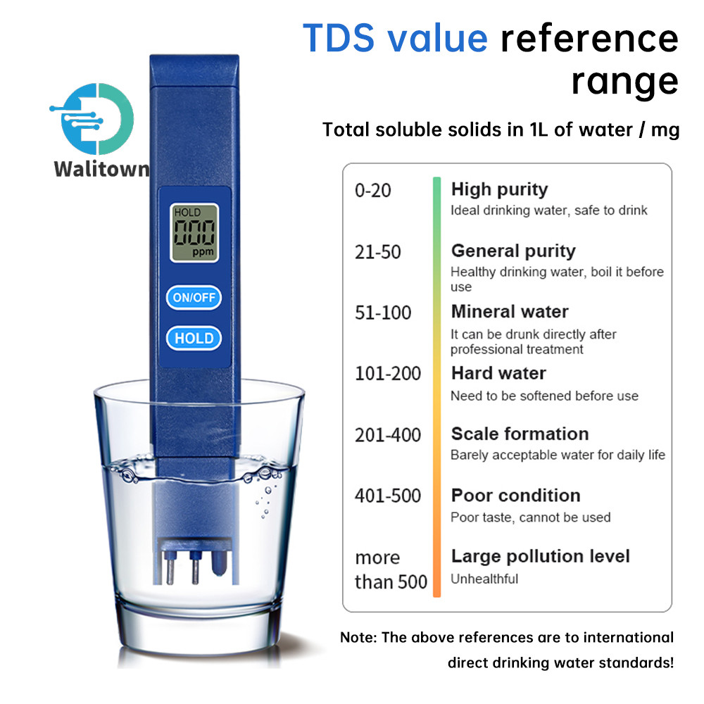 0-9990ppm ฟังก์ชั่นเดียว ทีดีเอส ปากกาตรวจจับคุณภาพน้ําเครื่องทดสอบน้ําดื่มแบบพกพา
