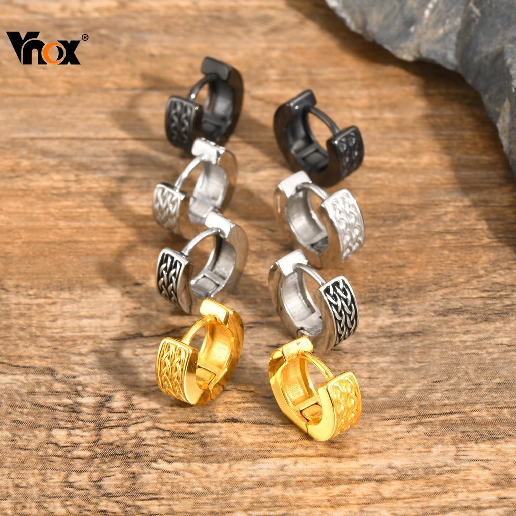 Vnox Vintage Celtic Knot ต่างหูสําหรับผู้ชาย, Antiภูมิแพ้สแตนเลส Hoop Huggie ต่างหู, Non-faded Punk Hip Hop ของขวัญเครื่ ราคาถูก Shopee Lazada