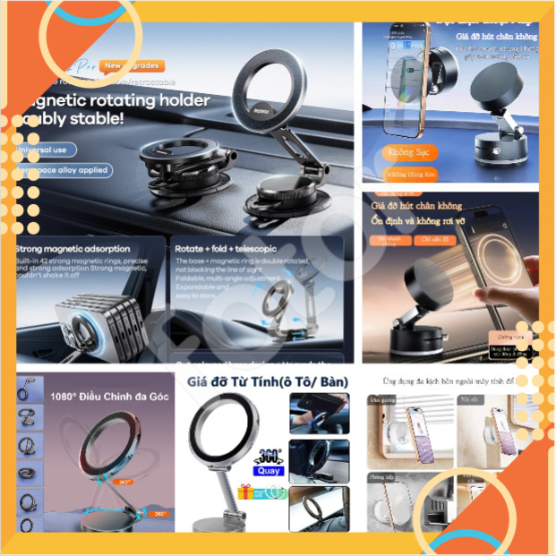 [5 ️] ที่วางโทรศัพท์ดูดแม่เหล็ก Y-330, 360 DEGREE ROTATION CIRCLE MAGNETIC INHALER REMAX RM-C42 Pro 