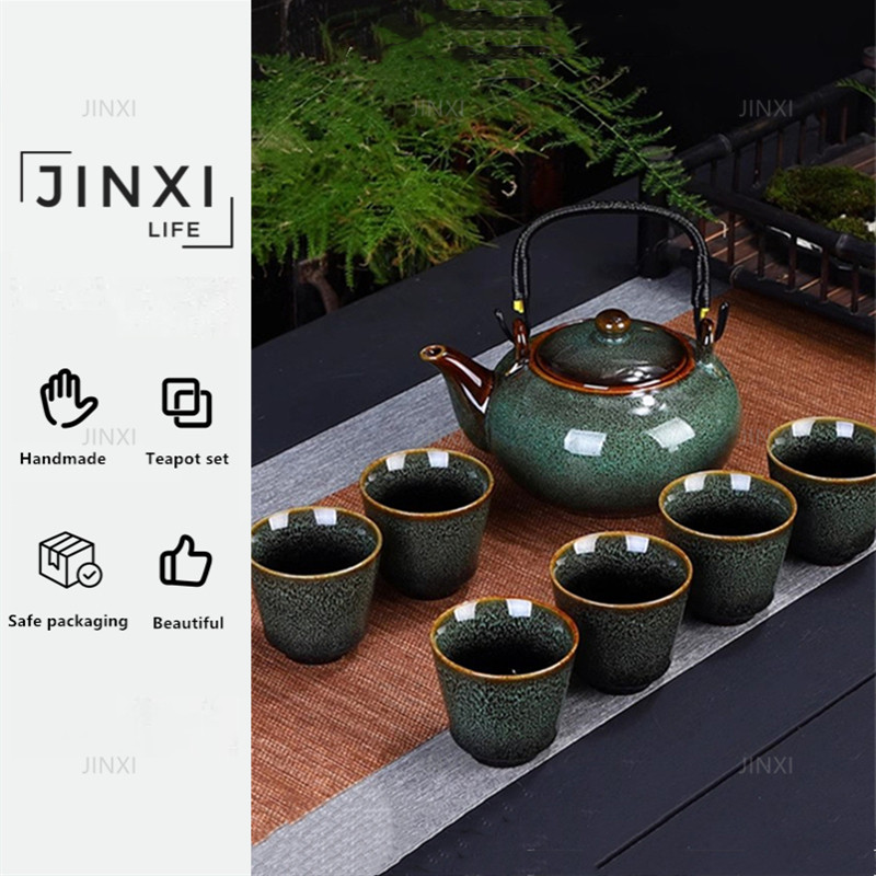 เซรามิคชุดชาจีน Kung Fu ชุดชาเซรามิค Teacup กาน้ําชา Retro Porcelain ชุดชาชายามบ่าย Drinkware บ้าน Teaware