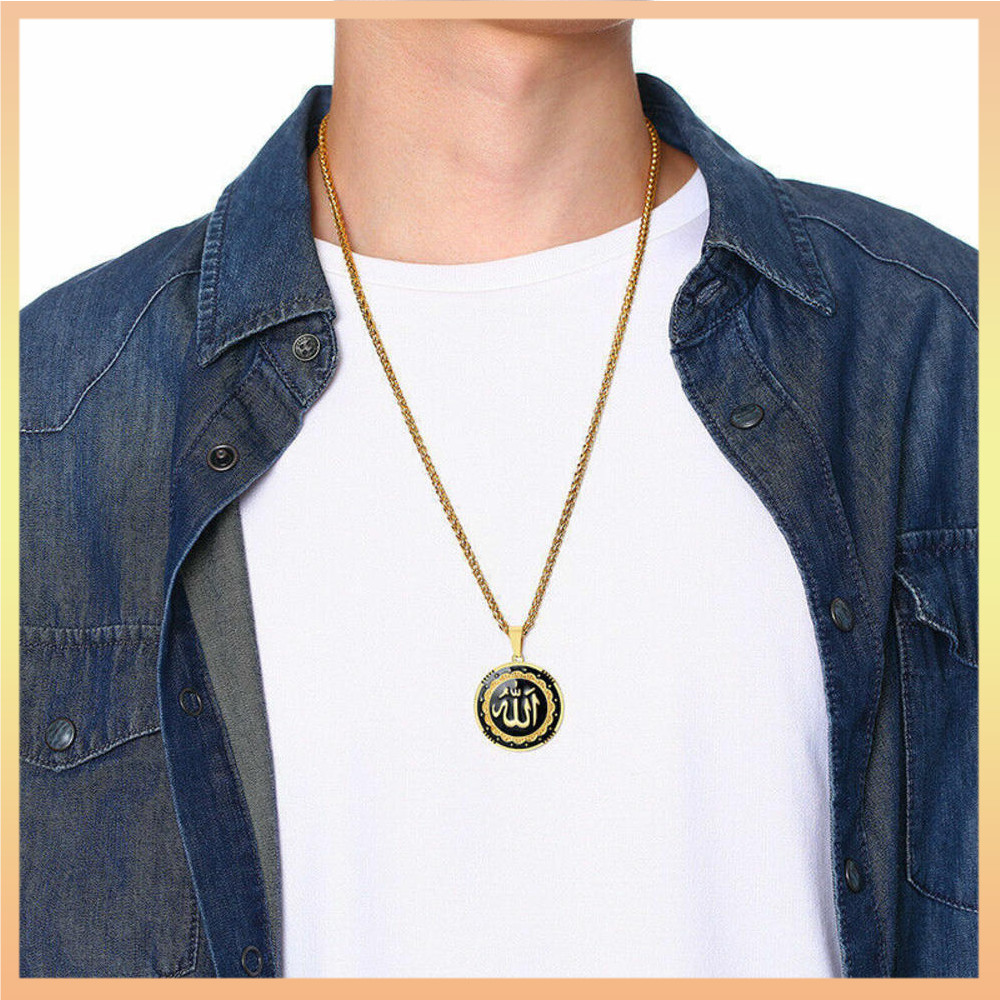 Allah จี้สร้อยคอเงินทองอิสลามผู้ชายผู้หญิงและรถ Ramadan Eid ของขวัญ