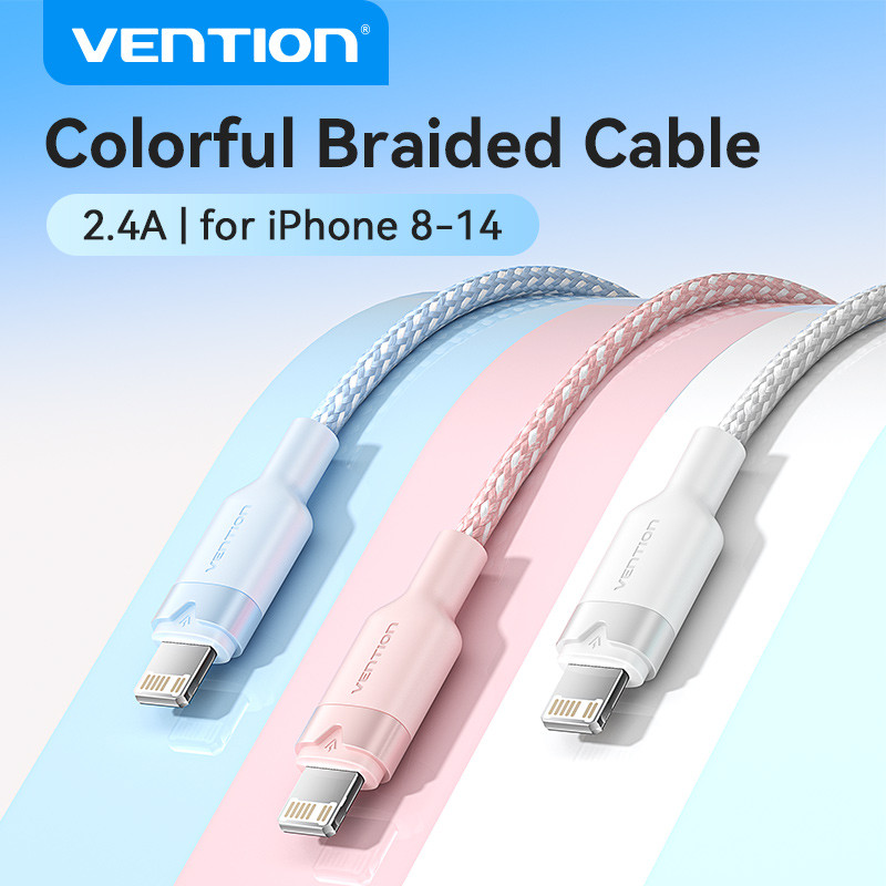 Vention สาย USB A to Lightning สําหรับ ไอโฟน 2.4A Fast Charging สําหรับ iPad  Mini Phone  Charger Da
