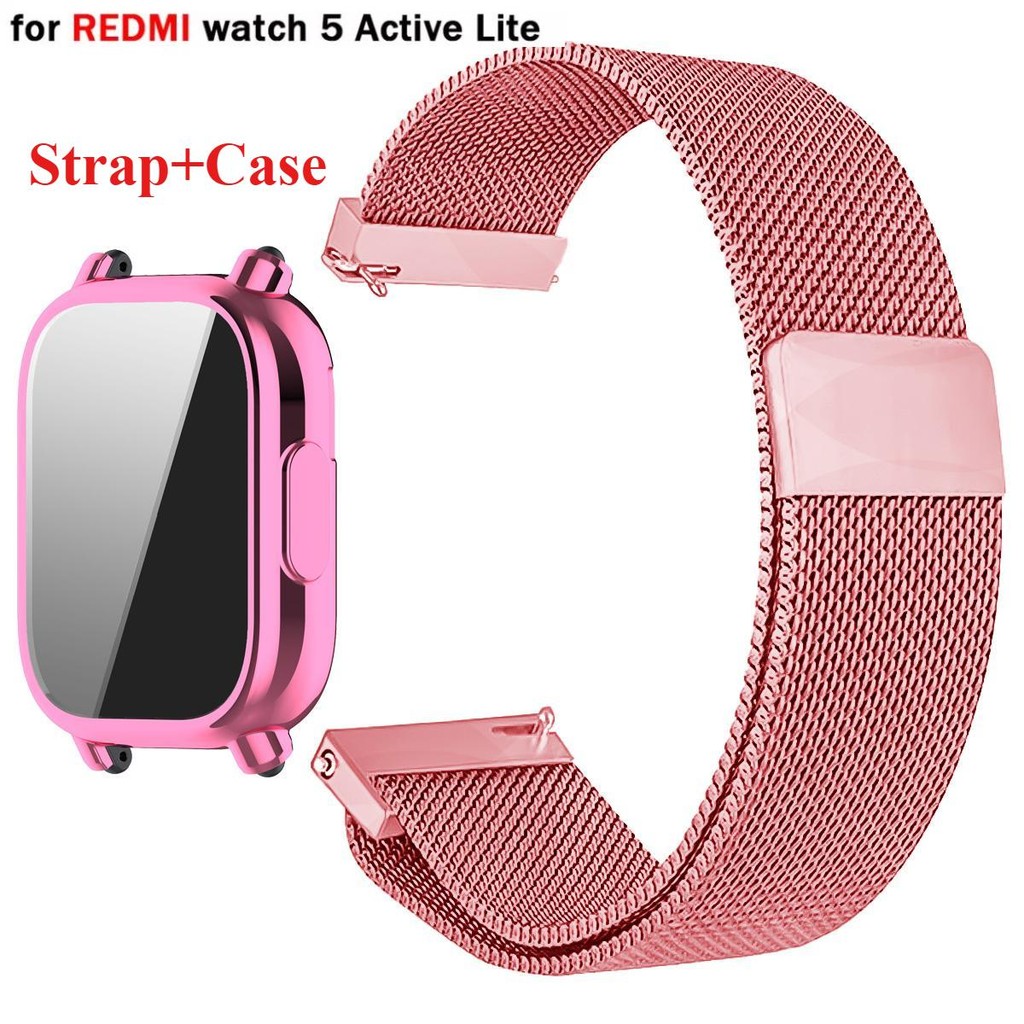 กรณี + สายรัดแม่เหล็กสําหรับ Redmi Watch 5 Active Band TPU Soft Case ป้องกันหน้าจอสําหรับ Redmi Watch 5 Lite โลหะ Watchband