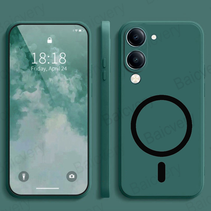 Vivo Y04 4G Y29S 5G Skin Casing Phone Case Cover with Magnetic Wireless Charger Sticker