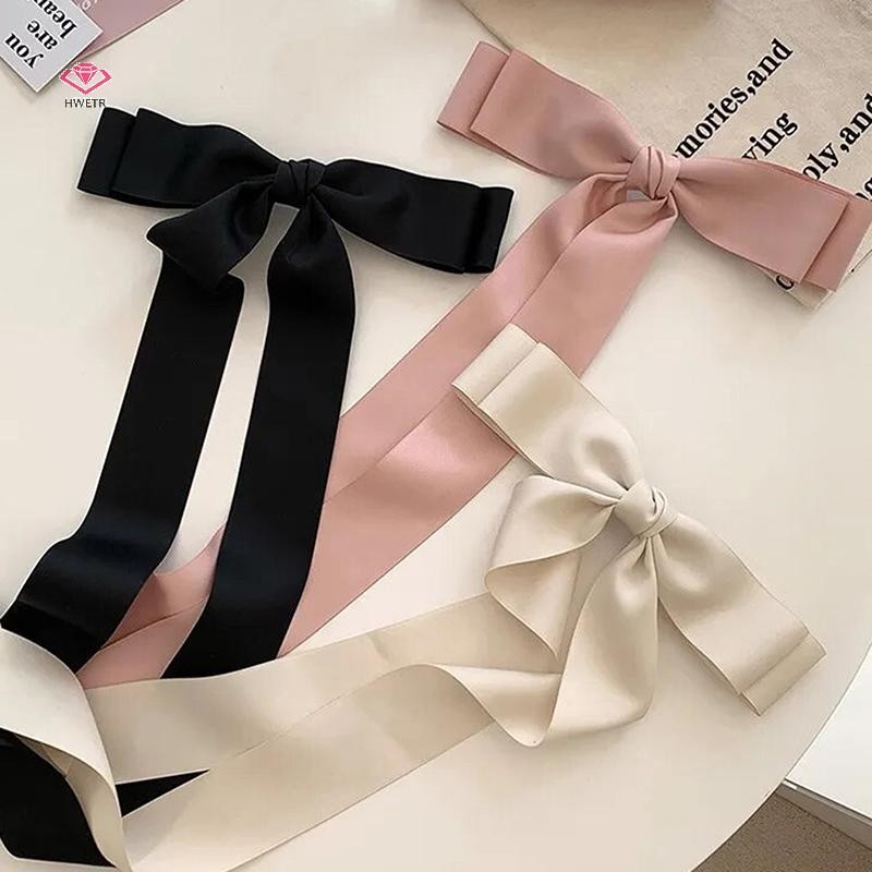 Hwetr ใหม่แฟชั่นขนาดใหญ่ Bowknot Hairpin สําหรับผู้หญิงสาวบัลเล่ต์สไตล์ริบบิ้นฤดูใบไม้ผลิคลิป Headwear อุปกรณ์เสริมผมใหม่