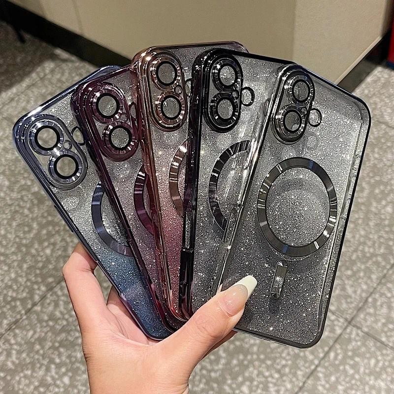 หรูหราชุบเงาglitterเคสโทรศัพท์สําหรับiphone 16 15 14 Pro Max Plus 16plus 16Pro 16Promaxสําหรับฝาครอบ
