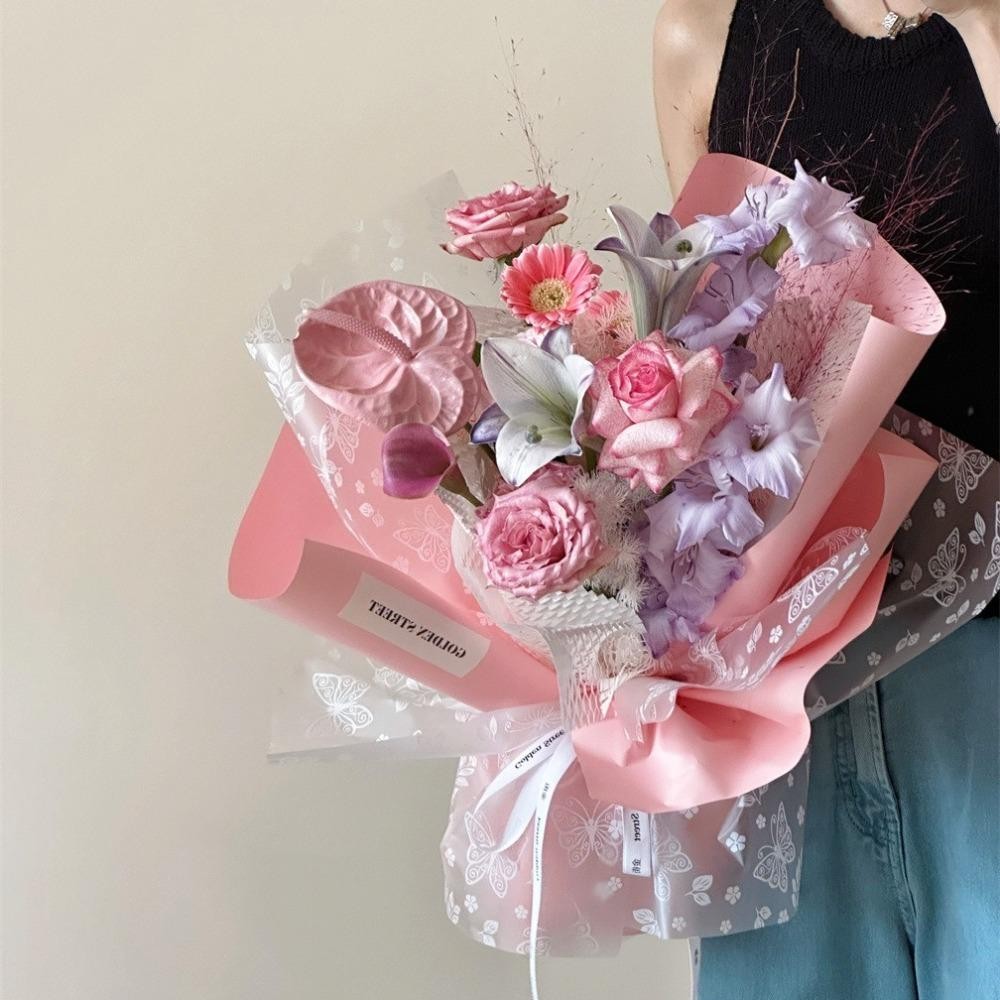 คาอุส‌ 20ชิ้นผีเสื้อกระดาษห่อดอกไม้,ผีเสื้อลวดลาย ทําเอง งานฝีมือดอกไม้บรรจุภัณฑ์กระดาษ,โปร่งแสงกันน้ําหนากระดาษห่อช่อดอกไม้ดอกไม้ - รูปที่ 5