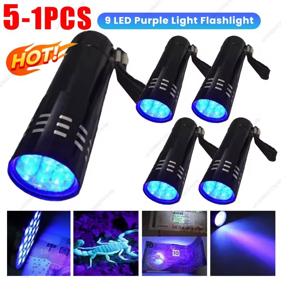 9led Led UV Light ไฟฉายโคมไฟ Mini Ultra Violet 9 Led ไฟฉายกันน้ําไฟฉายไฟฉายตรวจจับแมงป่อง