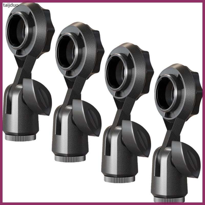 4 ชิ้น Mic Holder Clamp Stand คลิปไมโครโฟนแปลงวงเล็บ 9x4 ซม.พลาสติกสีดํา taijduo