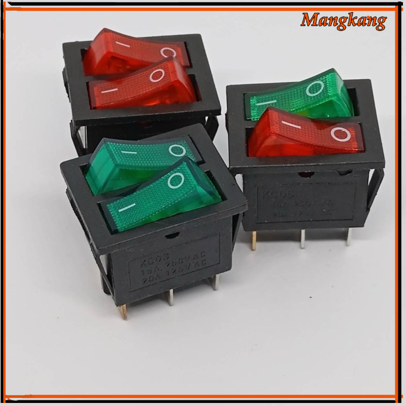 ของใหม่! สวิตช์โยกคู่ KCD6 สีแดง สีเขียว พร้อมไฟ 2 ความเร็ว 6 พิน สวิตช์ปุ่มกดไฟฟ้า สําหรับทําเค้กไฟฟ้า