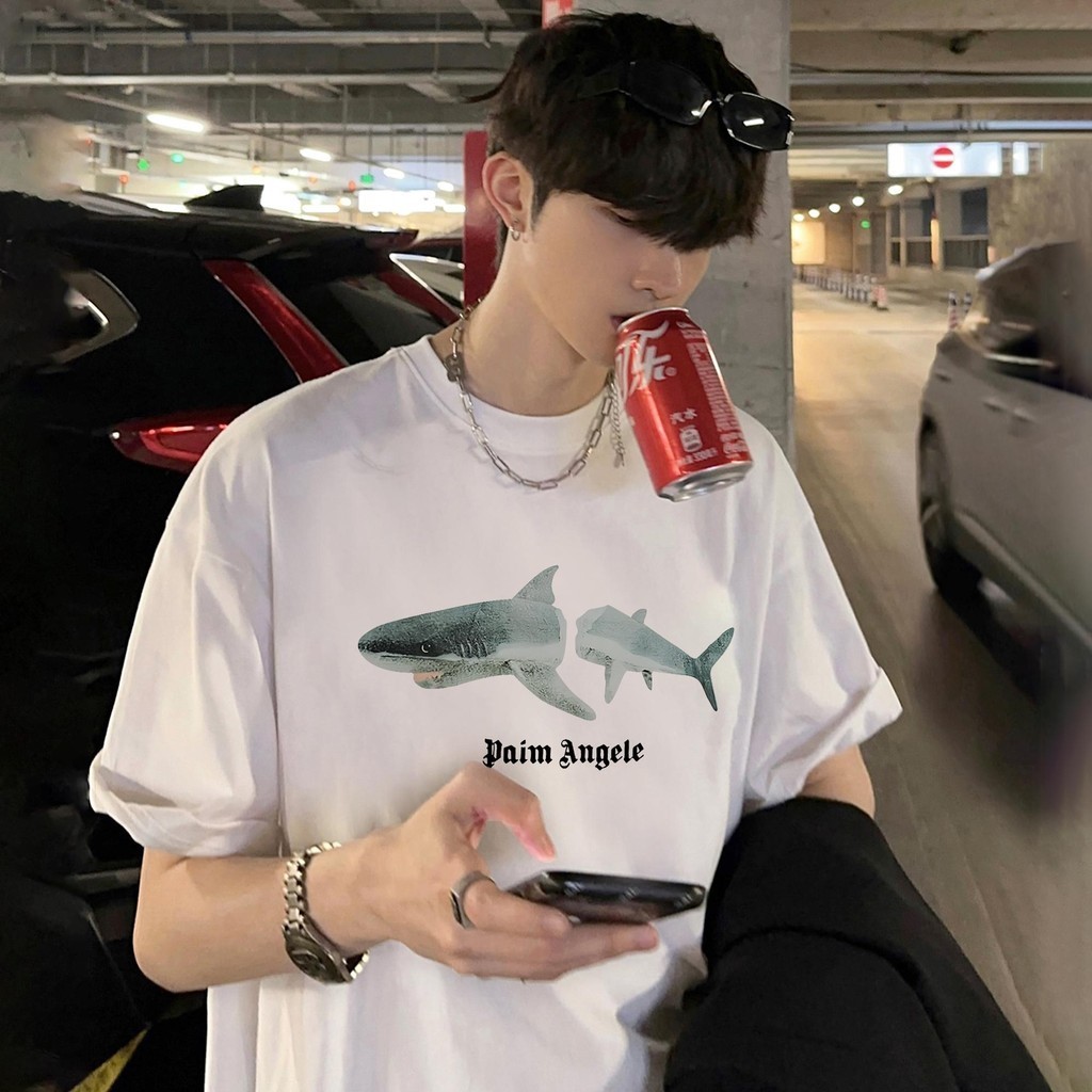 เสื้อยืดโอเวอร์ไซส์ ผู้ชายและผู้หญิง ลาย "PAIM ANGELE" เสื้อยืดผ้าคอตตอน ผ้าฝ้ายใส่สบาย สไตล์เกาหลี เสื้อยืด มินิมอล