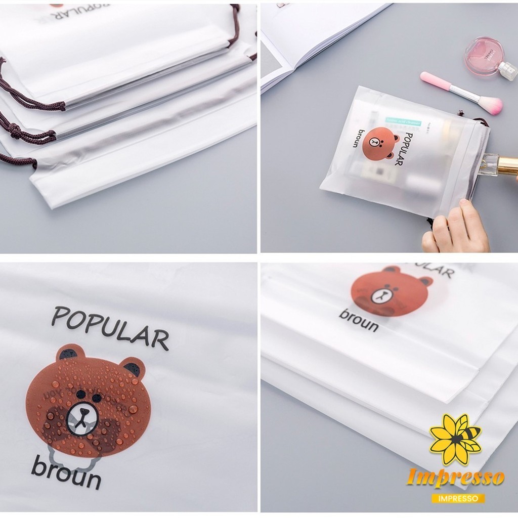 Impresso กระเป๋าเก็บเครื่องสำอาง ลายการ์ตูน  กระเป๋าหูรูด กระเป๋าใส่เครื่องเขียน / Multi Purpose Bag