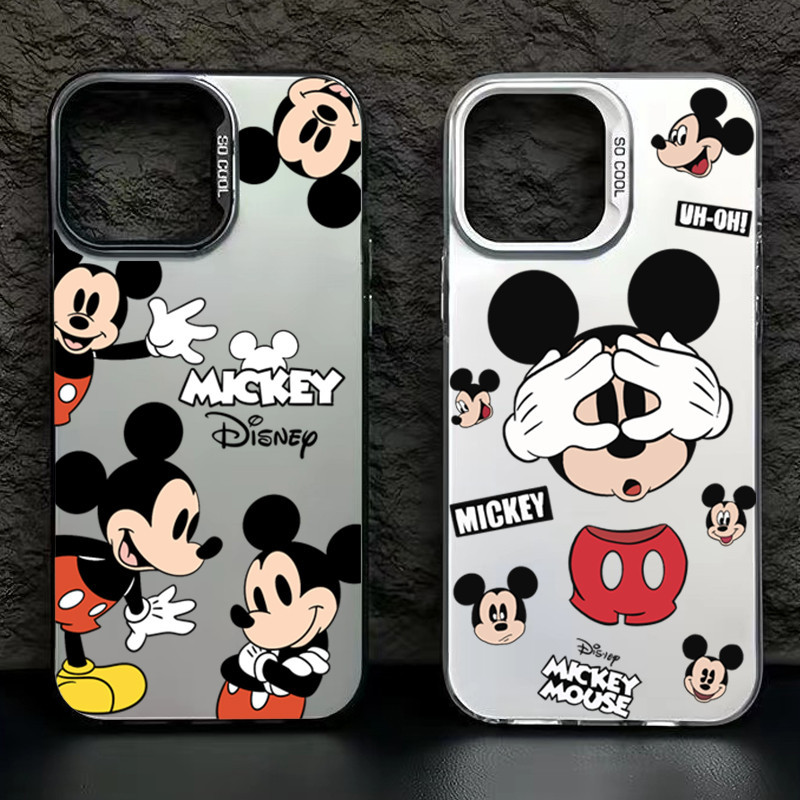 เคสโทรศัพท์มือถือแบบแข็ง ลายการ์ตูนมิกกี้ สีเงิน หรูหรา สําหรับ Samsung Galaxy S23 FE S24 Ultra S23 S21 S22 Plus S21 S20 FE Note 20 Ultra