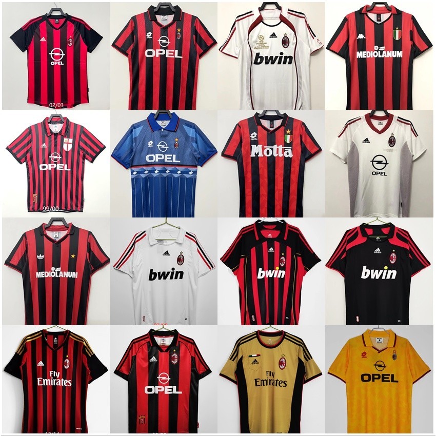 เสื้อกีฬาแขนสั้น ลายทีมชาติฟุตบอลชั้นนํา AC Milan 95 96 99 00 02 03 06 07 09 10 13 14AC