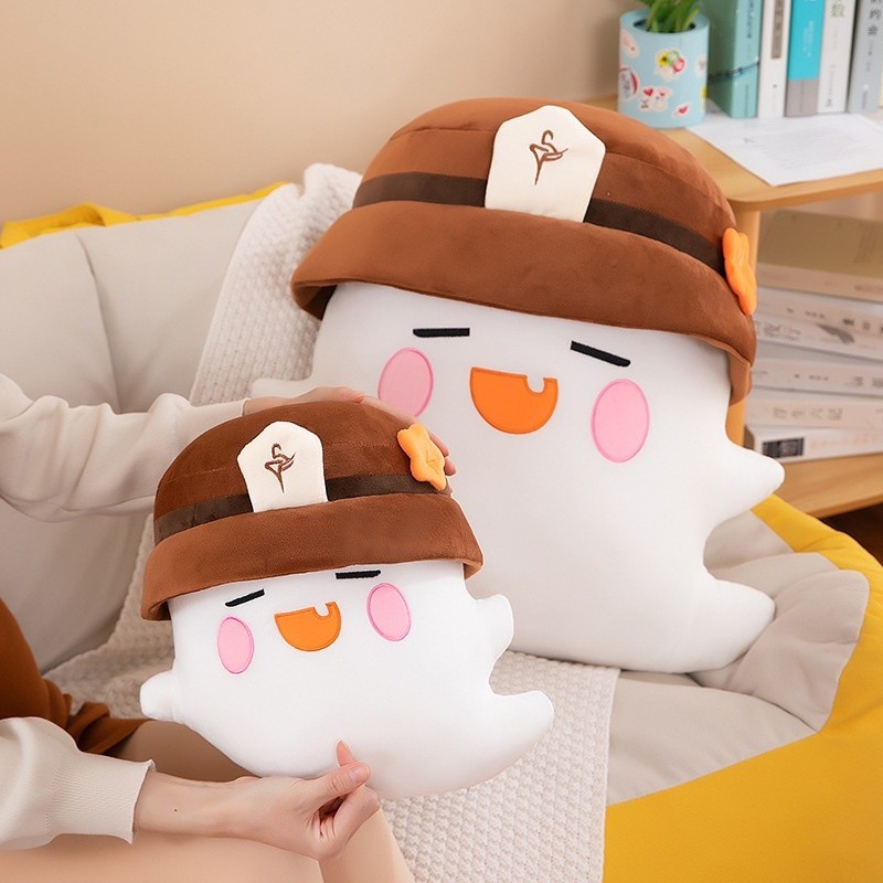 Genshin Impact Ghost Dolls Anime Game Hutao Ghost Hat ของเล่นตุ๊กตาการ์ตูน Kawaii Genshin Hu Tao ตุ๊กตานุ่ม สําหรับเด็ก