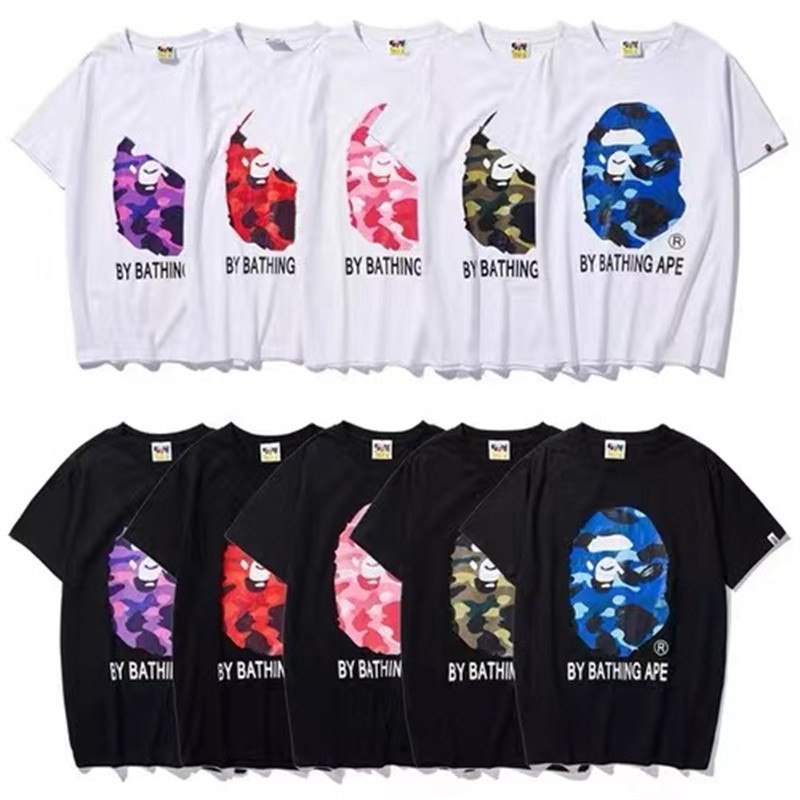 ถนนแฟชั่นผู้ชายและผู้หญิงผ้าฝ้ายเสื้อยืดลายพรางพิมพ์เสื้อแขนสั้นเสื้อลําลอง