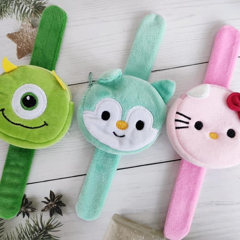 HOBBYIN สายรัดข้อมือการ์ตูน,สายรัดข้อมือตุ๊กตาผ้ากํามะหยี่ตกแต่งกระเป๋าใส่เหรียญการ์ตูนน่ารัก