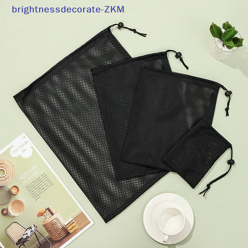 [Brightdecorate] ถุงตาข่ายหูรูด อเนกประสงค์ ทนทาน สีดํา สีขาว สําหรับซักผ้า เดินทาง กิจกรรมกลางแจ้ง [TH]