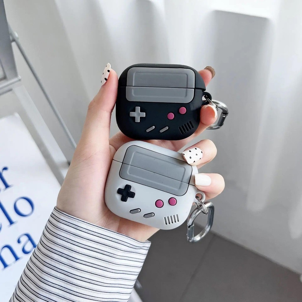เคสหูฟังซิลิโคน ลายเกมบอย 3D พร้อมตะขอ แฟชั่นเรโทร สําหรับ Airpods 1 2 Pro Pro2 Air Pods 3