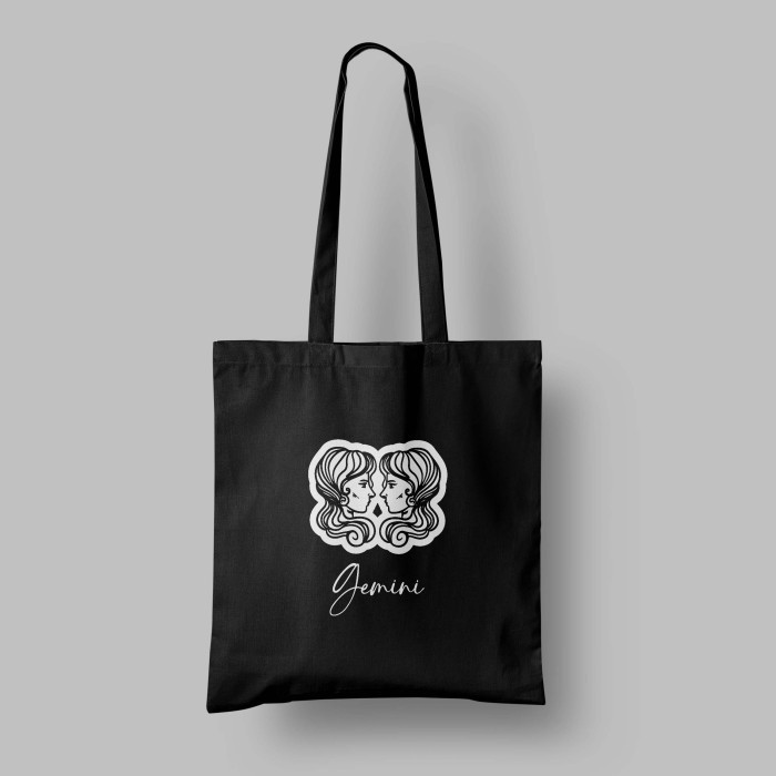 Gemini Sign Zodiac Totebag Premium Zodiac Motif College Canvas Bag