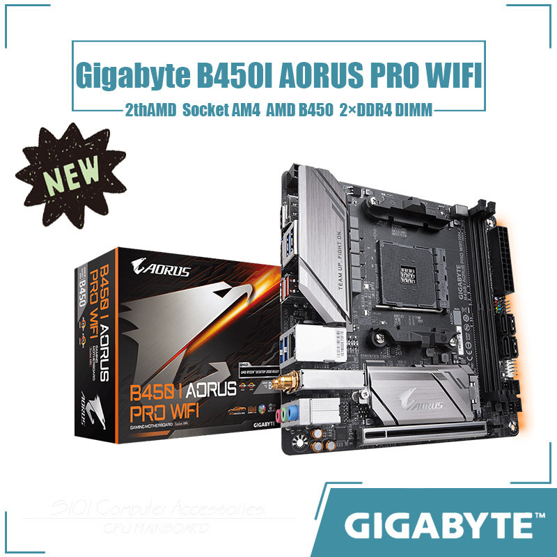 Gigabyte B450I AORUS PRO เมนบอร์ดซ็อกเก็ต WIFI AM4 2xDDR4 DIMM ชิปเซ็ต AMD B450 Mini-ITX 32GB
